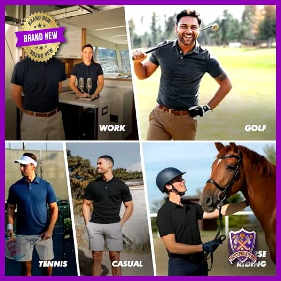 Men's Quick Dry Moisture Wicking Polo Shirts 5 Pack Performance Golf Athletic - Picture 5 of 5